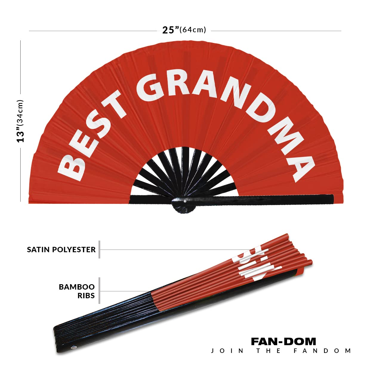 Best Grandma hand fan foldable bamboo circuit hand fan funny gag slang words expressions statement gifts Festival accessories Rave handheld Circuit event fan Clack fans (Red)