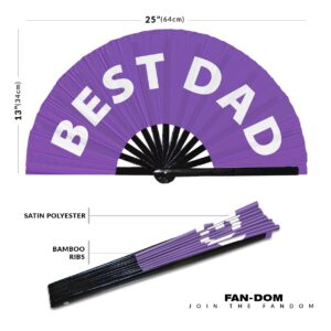 Best Dad hand fan foldable bamboo circuit hand fan funny gag slang words expressions statement gifts Festival accessories Rave handheld Circuit event fan Clack fans (Purple)