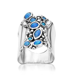 925 Sterling Silver Shield Ring With Multiple Bold Opal Textured Vintage Look Stylish Hypoallergenic Nickel and Lead-free, Artisan Handcrafted Designer Collection Made in Israel (Size 5-11)