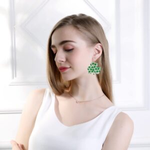 St Patrick's Day Earrings for Women,Irish Shamrock Drop Dangle Earrings Acrylic Green Clover Earrings Good Luck Holiday Resin Jewelry (B)