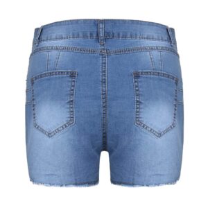 Jean Shorts Womens Plus Size Women's Ripped Raw Hem High Waisted Distressed Denim Shorts