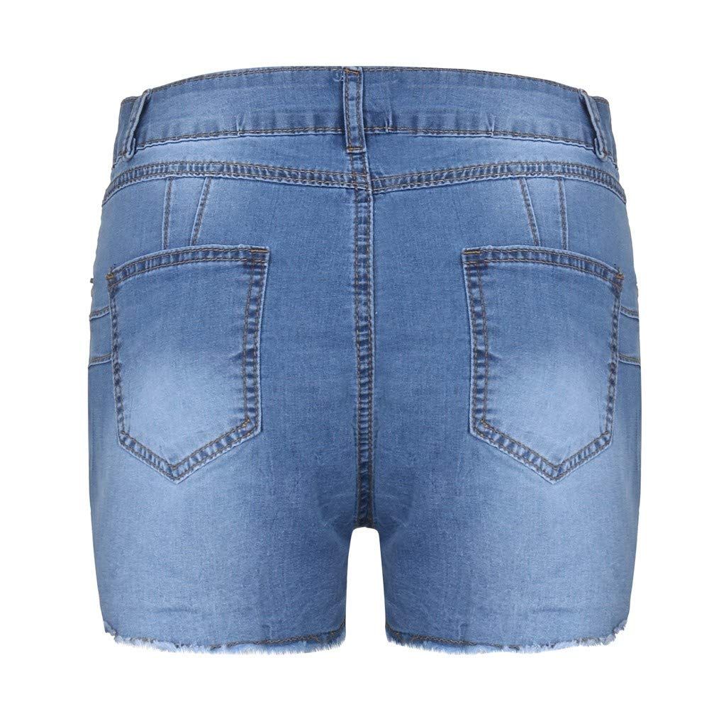 Jean Shorts Womens Plus Size Women's Ripped Raw Hem High Waisted Distressed Denim Shorts