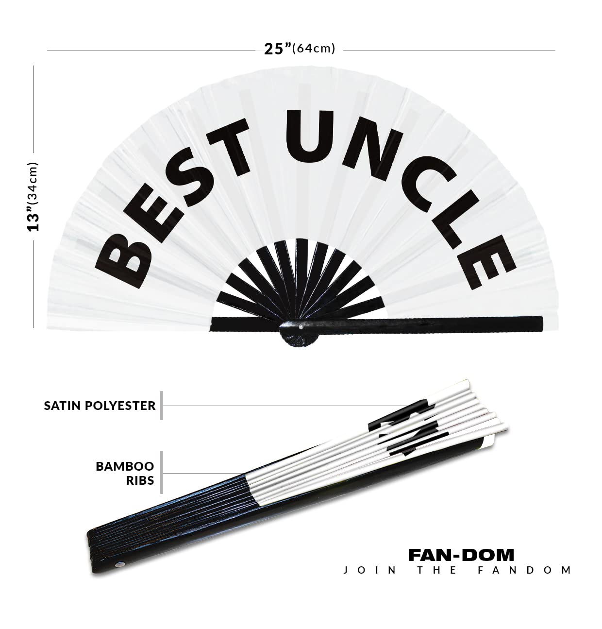 Best Uncle Hand Fan Foldable Bamboo Circuit Hand Fan Funny Gag Slang Words Expressions Statement Gifts Festival Accessories Rave Handheld Circuit Event Fan Clack Fans (White)