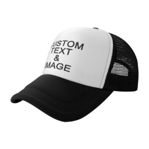 Custom Hats for Men Women Design Your Own Personalized Hat Trucker Hat with Text Photos Customized Mesh Hat Hip Hop Hats Black