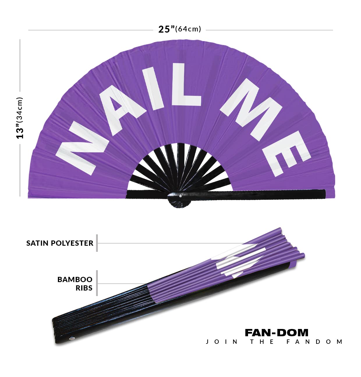 Nail Me Hand Fan Foldable Bamboo Circuit Hand Fan Funny Gag Slang Words Expressions Statement Gifts Festival Accessories Rave Handheld Circuit Event Fan Clack Fans (Purple)