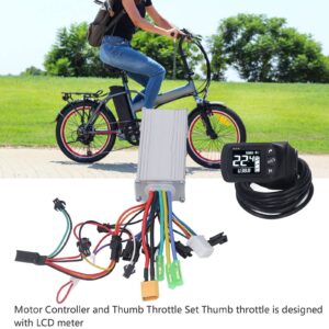 SPYMINNPOO Electric Bike Controller, 500W Brushless Motor Controller Controller with LCD Meter 36V 48V Ebike for E Scooter