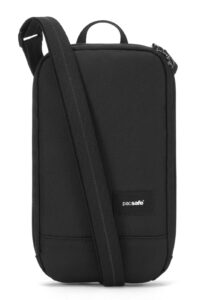 pacsafe rfidsafe rfid blocking tech crossbody, black