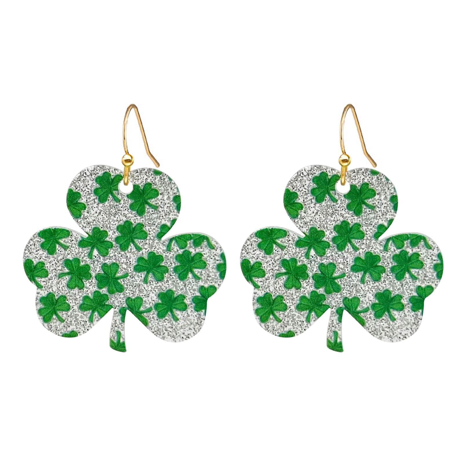 St Patrick's Day Earrings for Women,Irish Shamrock Drop Dangle Earrings Acrylic Green Clover Earrings Good Luck Holiday Resin Jewelry (B)