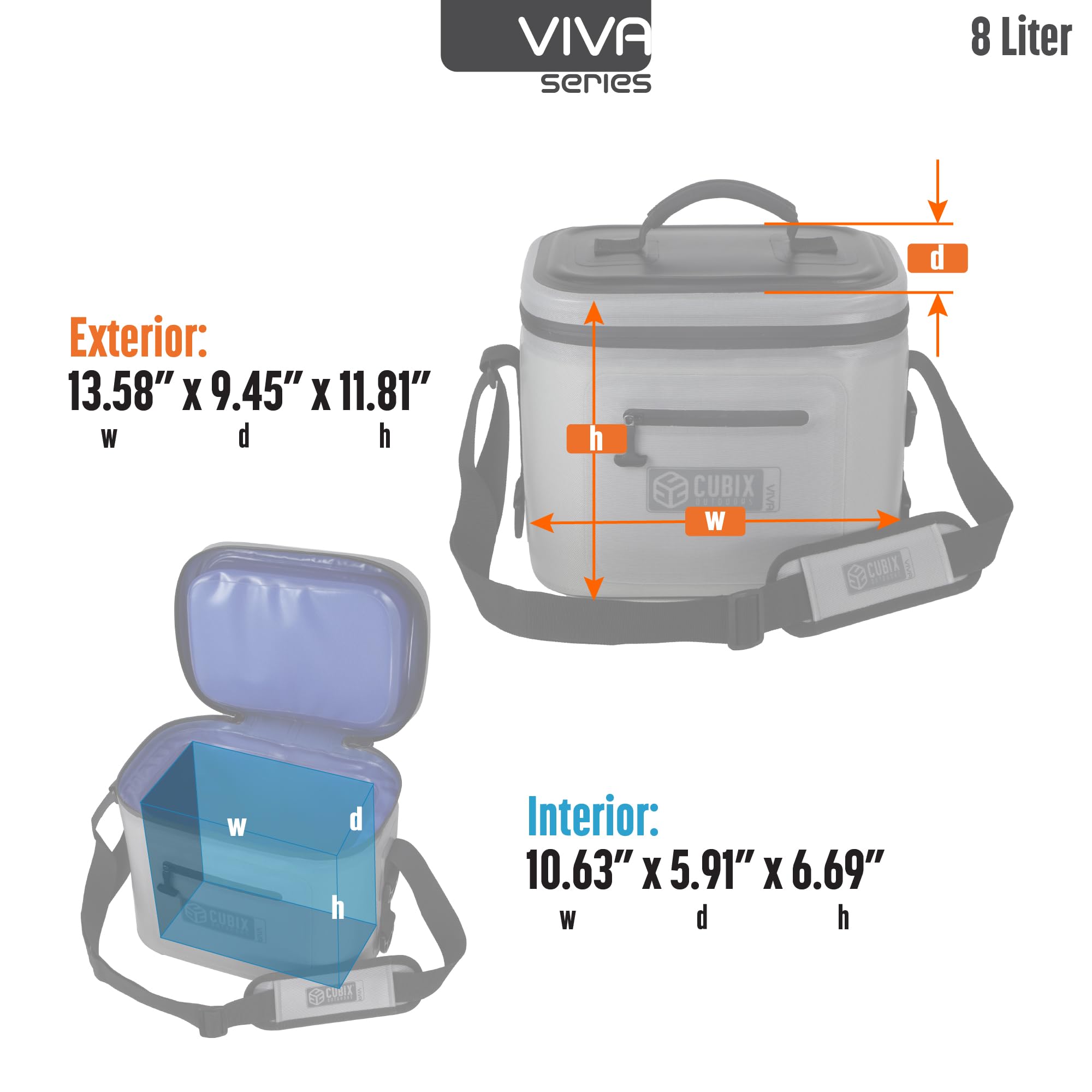 Viva 25QT Portable Rotomolded Hard cooler, Heavy Duty Cooler Ice Chest + 8L Small Soft Cooler Bag Waterproof Lunch Box, Insulated Bag & Cooler, 5-day cold retention for Travel, Beach, Camping, Fishing