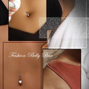 OUFER 14G Belly Rings, Long Belly Button Rings, G23 Solid Titanium Belly Piercing Jewelry, Heart Shaped Navel Piercing Jewelry, Belly Rings for Women Men-16mm