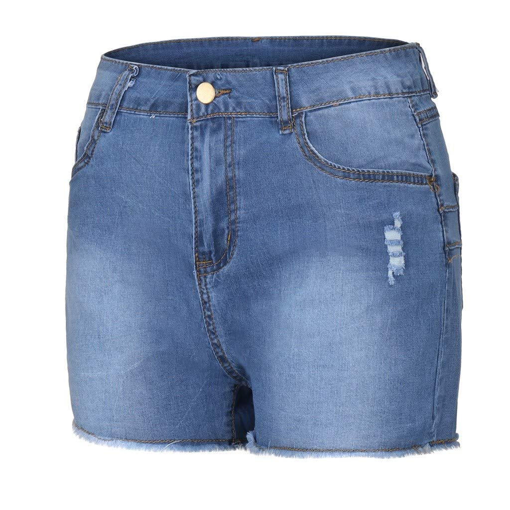 Jean Shorts Womens Plus Size Women's Ripped Raw Hem High Waisted Distressed Denim Shorts