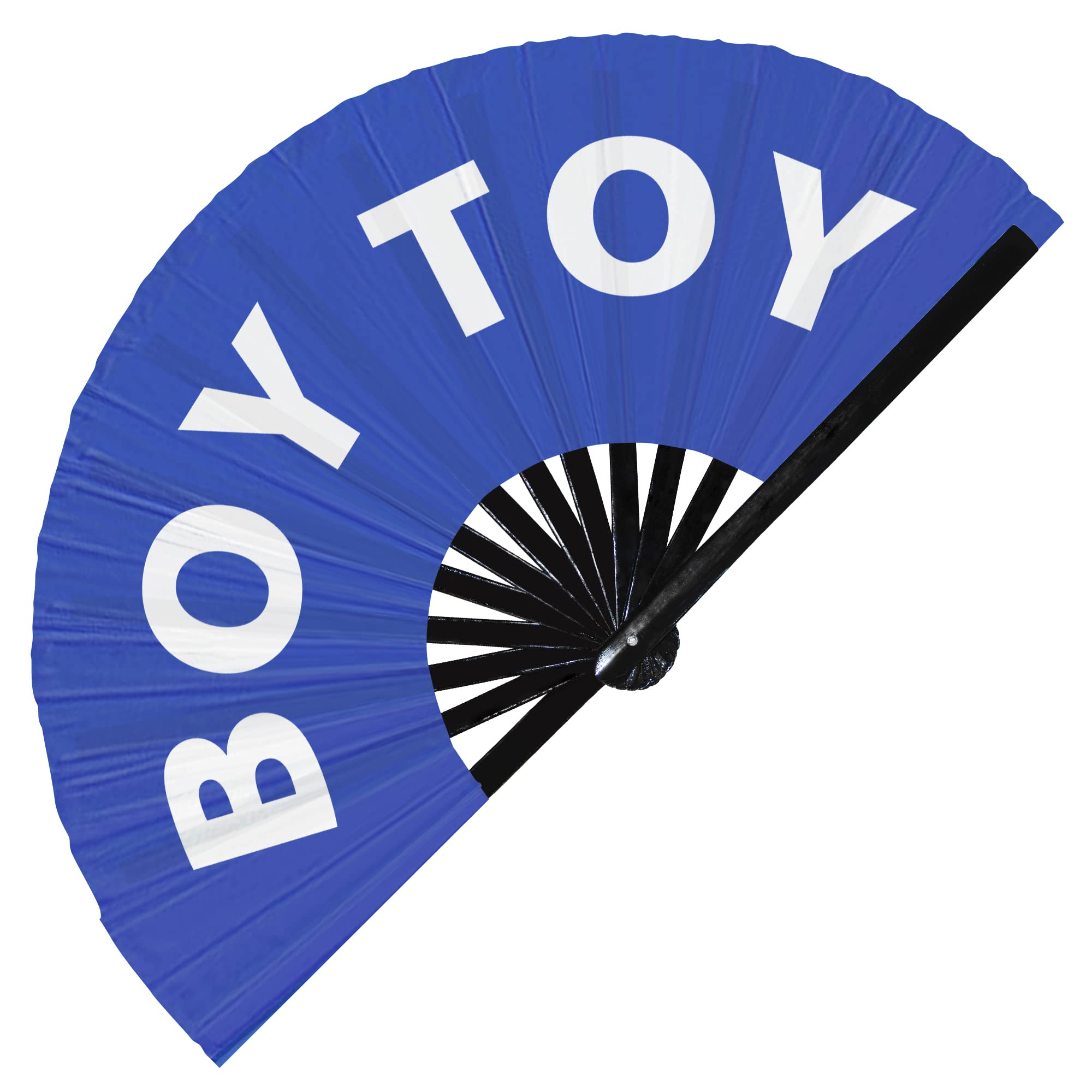 Boy Toy Hand Fan Foldable Bamboo Circuit Hand Fan Funny Gag Slang Words Expressions Statement Gifts Festival Accessories Rave Handheld Circuit Event Fan Clack Fans (Blue)