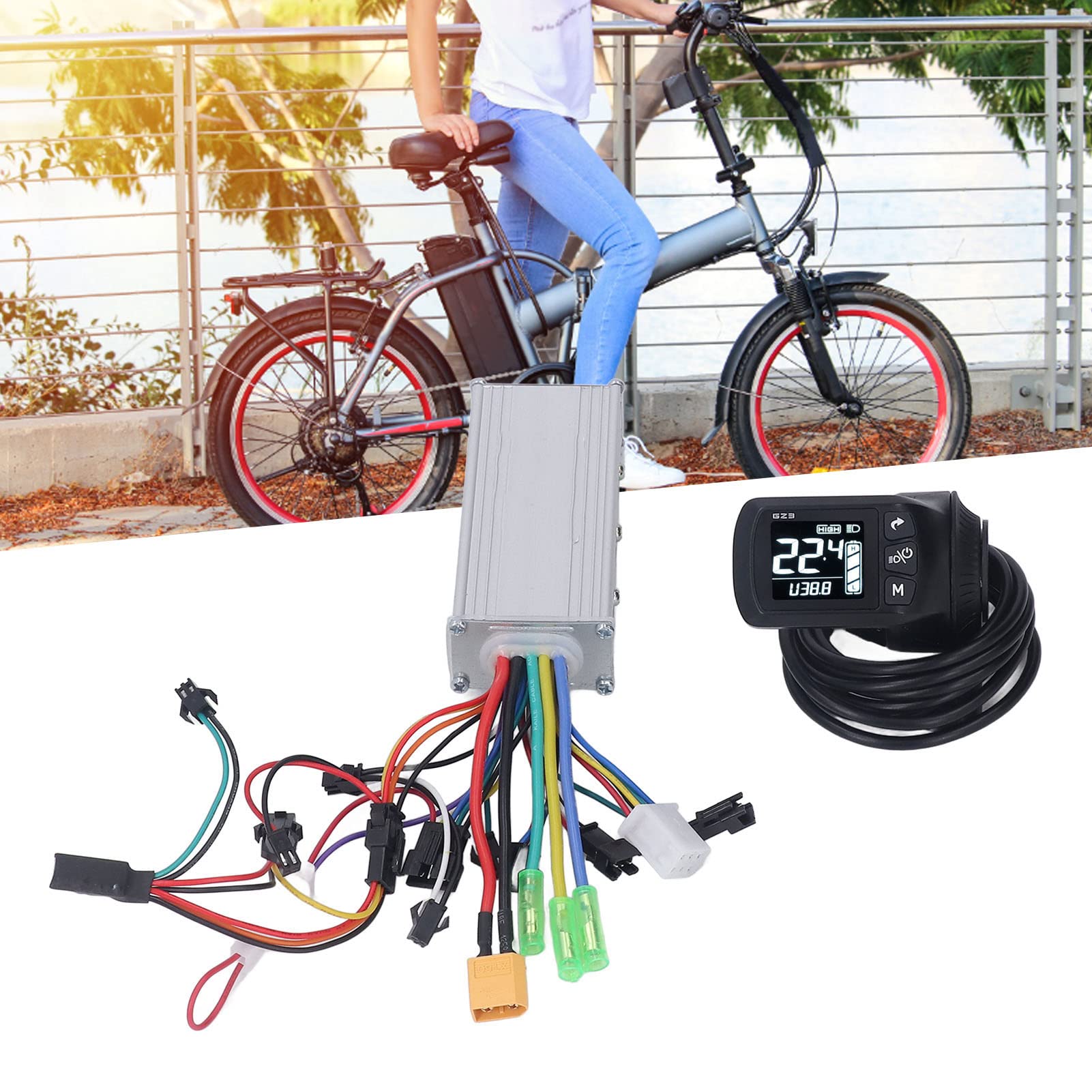 SPYMINNPOO Electric Bike Controller, 500W Brushless Motor Controller Controller with LCD Meter 36V 48V Ebike for E Scooter