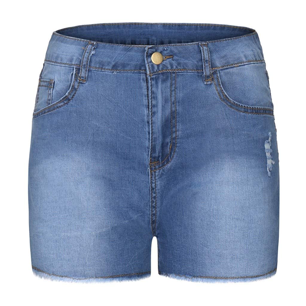 Jean Shorts Womens Plus Size Women's Ripped Raw Hem High Waisted Distressed Denim Shorts