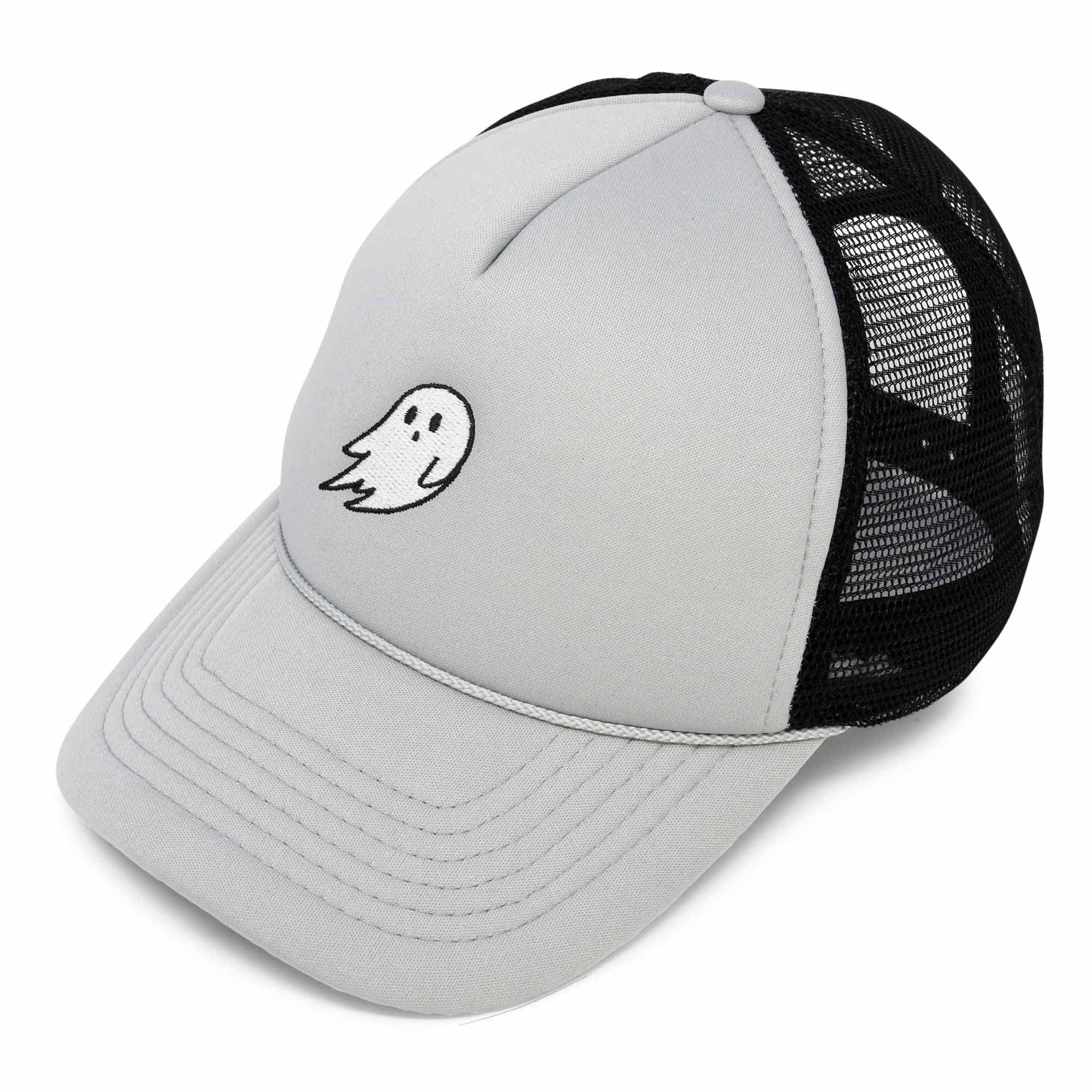 DALIX Embroidered Ghost Trucker Cap Hat Women Men in Gray Black