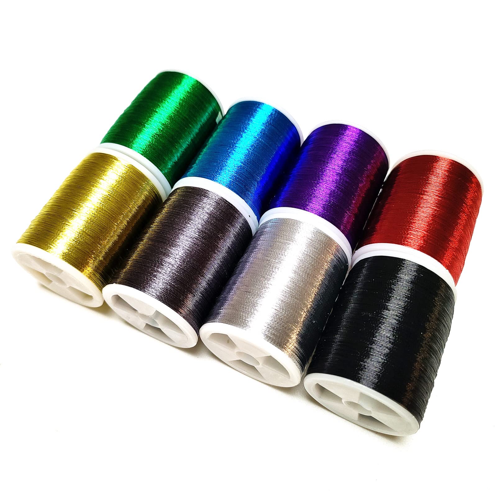 (8pcs*240yd) Kalavarma 240 Yards 220M Metallic Wrapping Thread for Fishing Rod Guide 8 Color