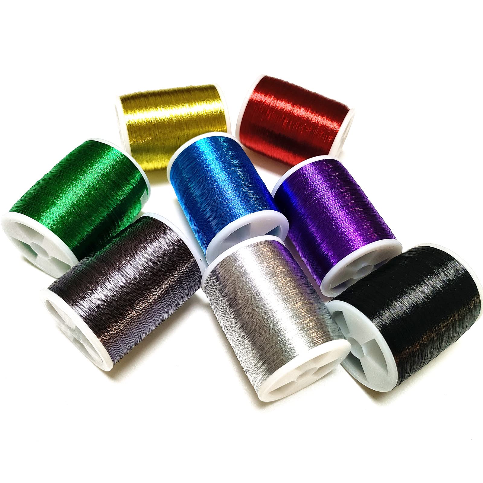 (8pcs*240yd) Kalavarma 240 Yards 220M Metallic Wrapping Thread for Fishing Rod Guide 8 Color