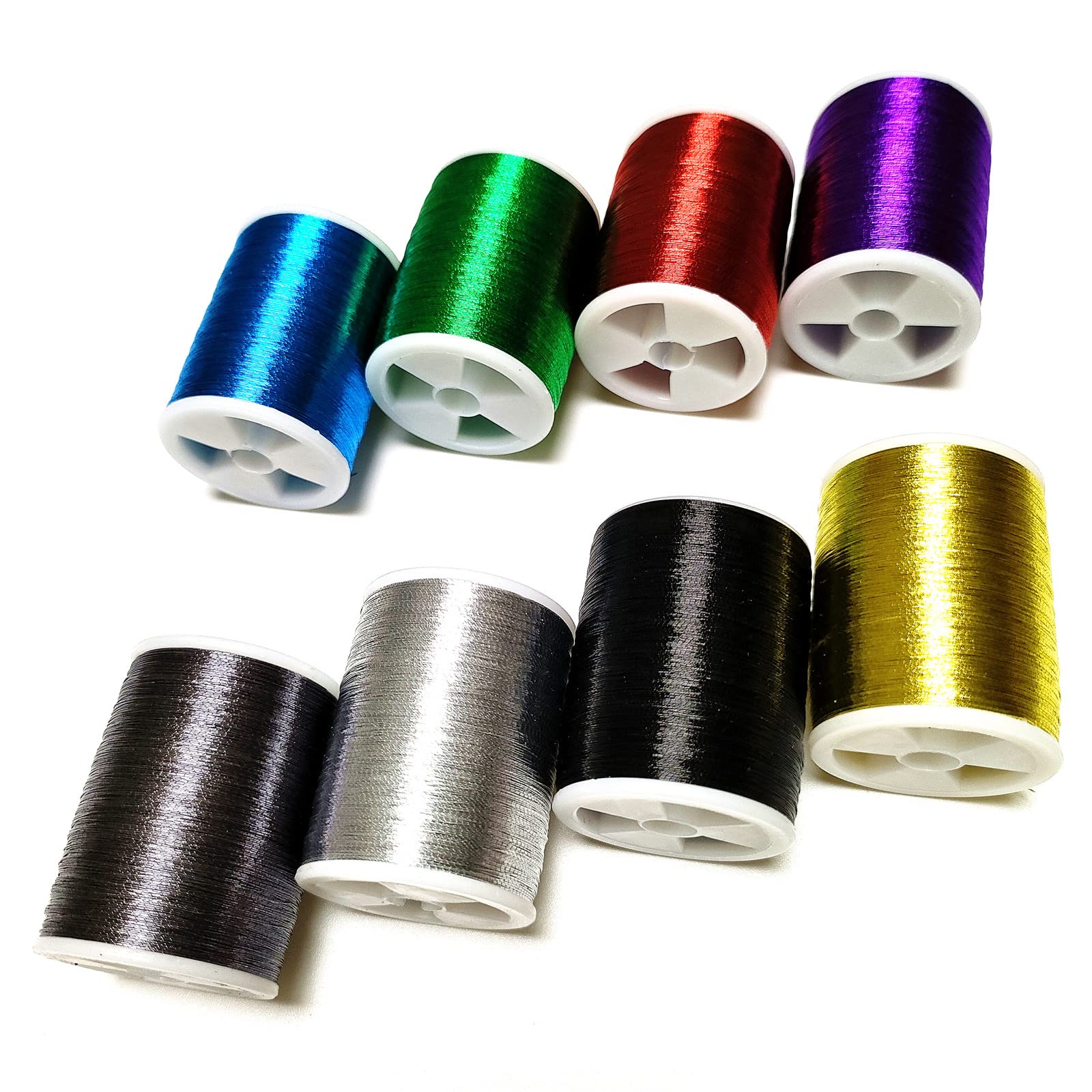 (8pcs*240yd) Kalavarma 240 Yards 220M Metallic Wrapping Thread for Fishing Rod Guide 8 Color