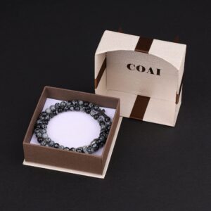 COAI Womens Mens Cross Snowflake Obsidian Necklace