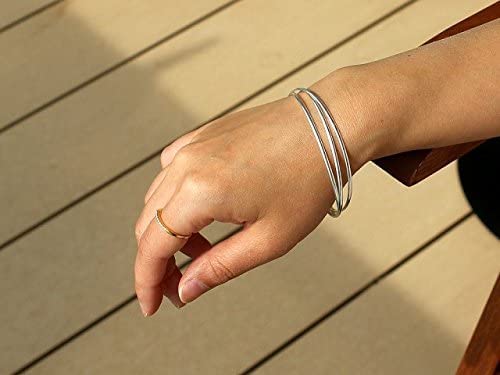 COSUMOSU 3 Piece Bangles Bracelet in Silver