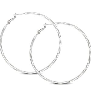 Large Hoop Earrings for Women Girls 925 Silver Lightweight Serenity: Sparkle and Style for Women and Girls"