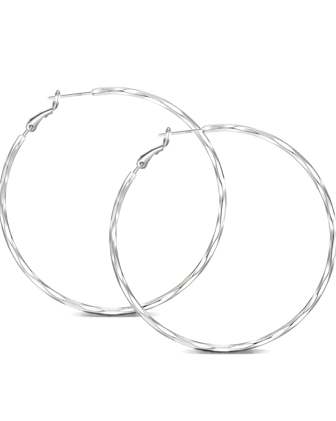 Large Hoop Earrings for Women Girls 925 Silver Lightweight Serenity: Sparkle and Style for Women and Girls"