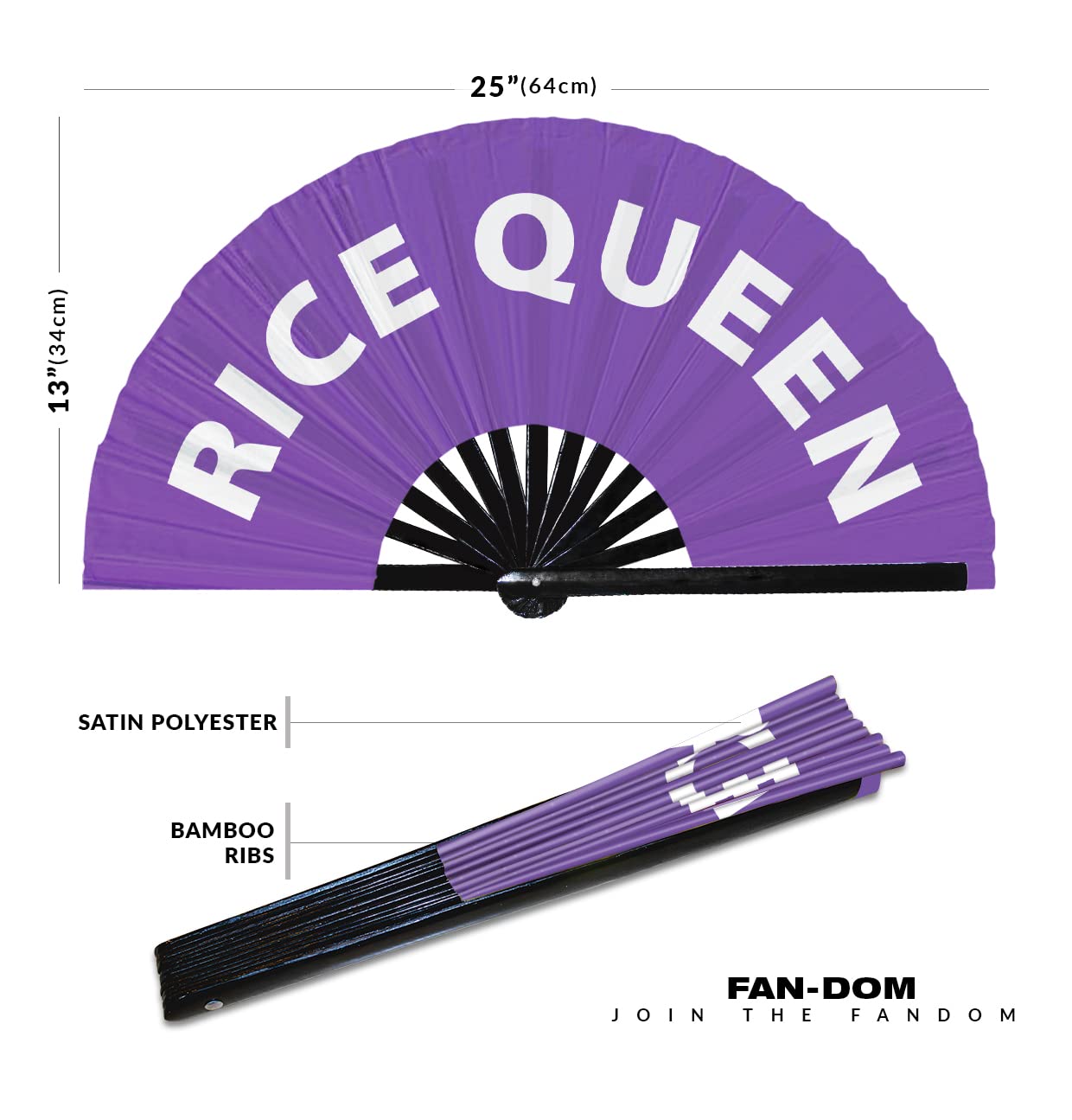 Rice Queen hand fan foldable bamboo circuit hand fan funny gag slang words expressions statement gifts Festival accessories Rave handheld Circuit event fan Clack fans (Purple)