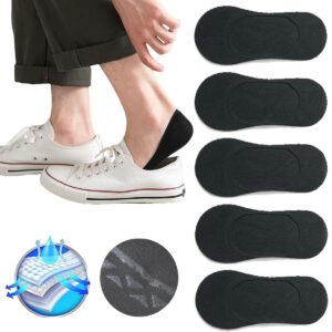 chunfo no show invisible men boys cushioned pure color low cut hidden liner socks non slip grips 5 or 10 pairs (5 pairs-pure color 02-04 black)