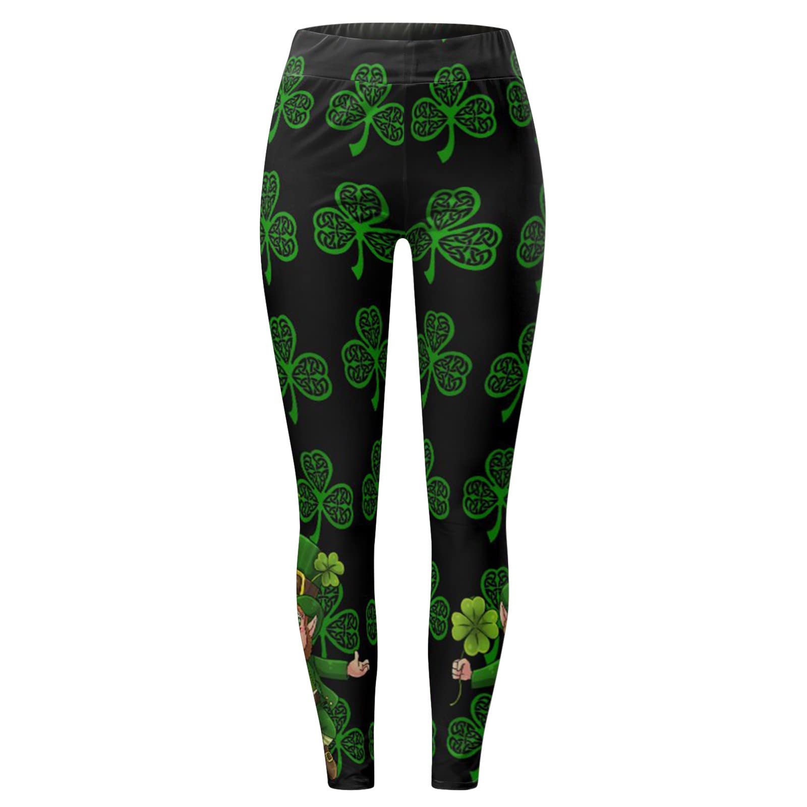 St. Patricks Day Funny Yoga Pants Women's Green Paddystripes Good Luck Pants Print Leggings Pants for Yoga