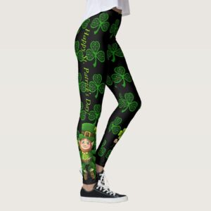 St. Patricks Day Funny Yoga Pants Women's Green Paddystripes Good Luck Pants Print Leggings Pants for Yoga