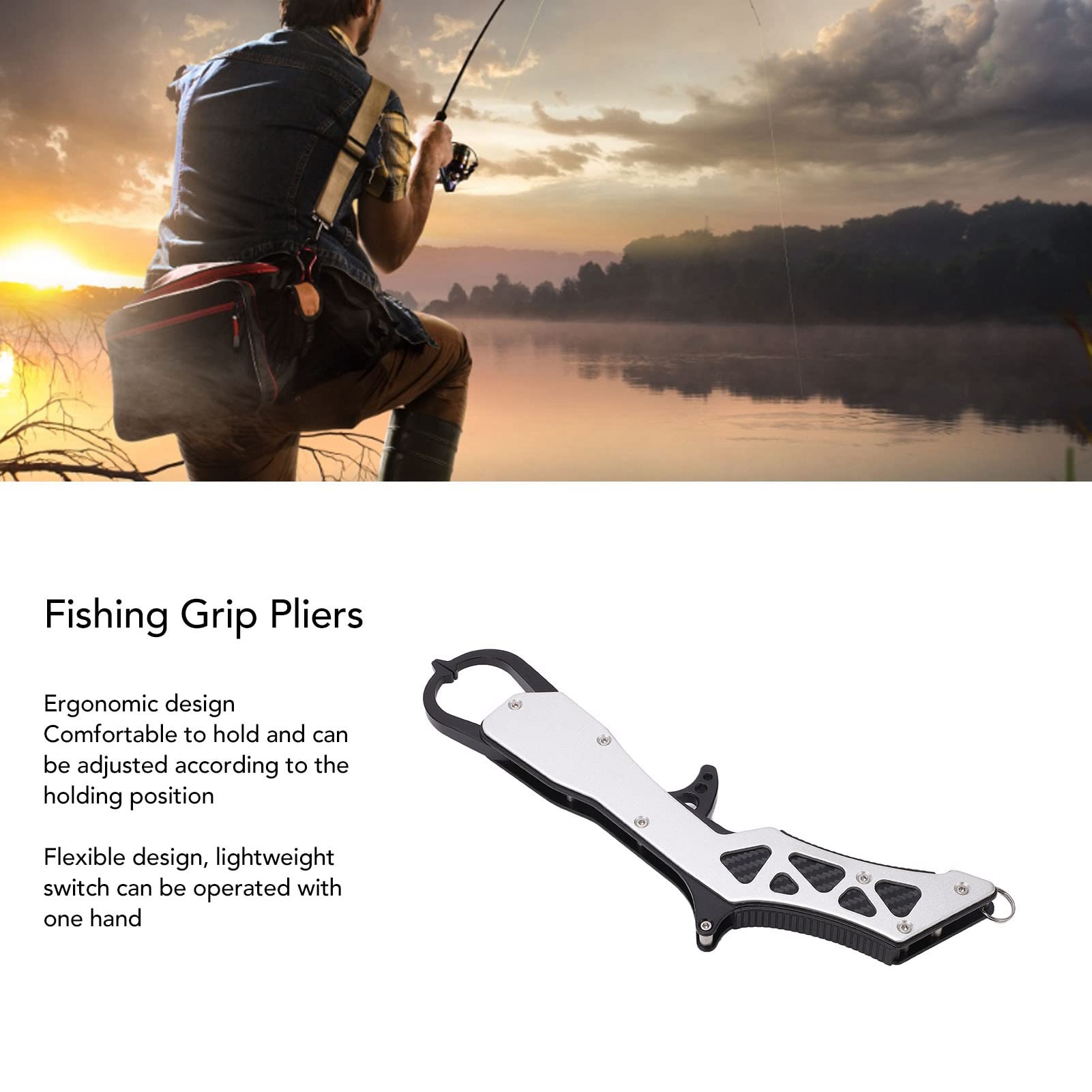 Professional Fish Holder , Fish Lip Gripper , Fish Holder Control Accessories Portable Lightweight Aluminium Alloy Loading Capacity Fishing Tool(Silver) , fish gripper fish scale fish lip gripper fish