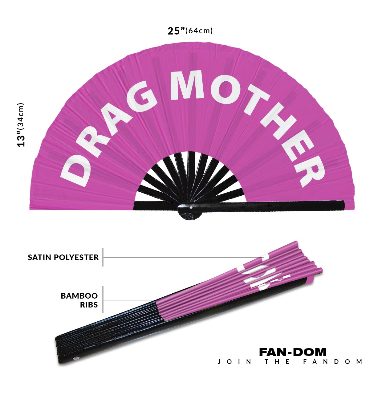 Drag Mother hand fan foldable bamboo circuit hand fan funny gag slang words expressions statement gifts Festival accessories Rave handheld Circuit event fan Clack fans (Pink)