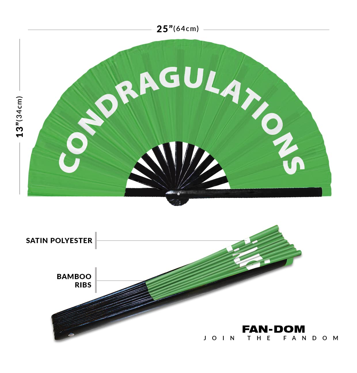 Condragulations Hand Fan Foldable Bamboo Circuit Hand Fan Funny Gag Slang Words Expressions Statement Gifts Festival Accessories Rave Handheld Circuit Event Fan Clack Fans (Green)