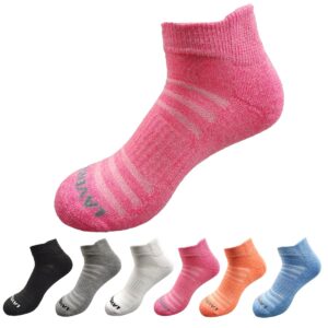 Lavencious Cushioned Low Cut Running Ankle Athletic Socks for Women, 6 Pairs, Sock Size 9-11, Shoe Size 6-10(Multi-Color)