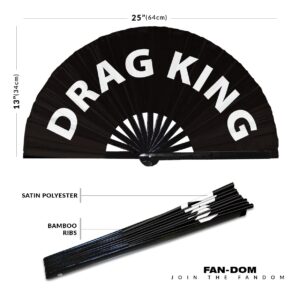 Drag King hand fan foldable bamboo circuit hand fan funny gag slang words expressions statement gifts Festival accessories Rave handheld Circuit event fan Clack fans (Black)