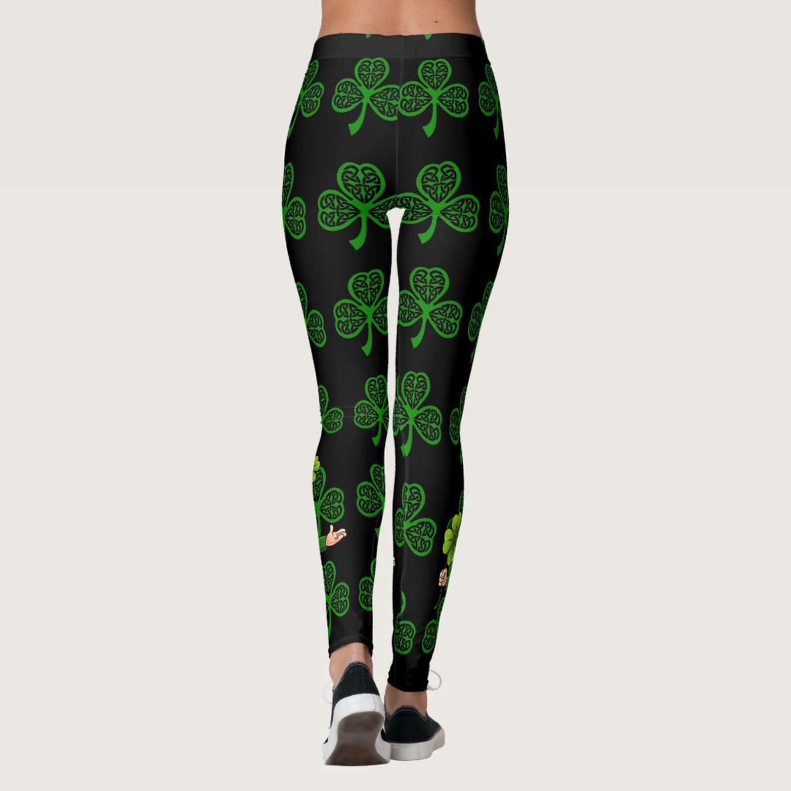 St. Patricks Day Funny Yoga Pants Women's Green Paddystripes Good Luck Pants Print Leggings Pants for Yoga