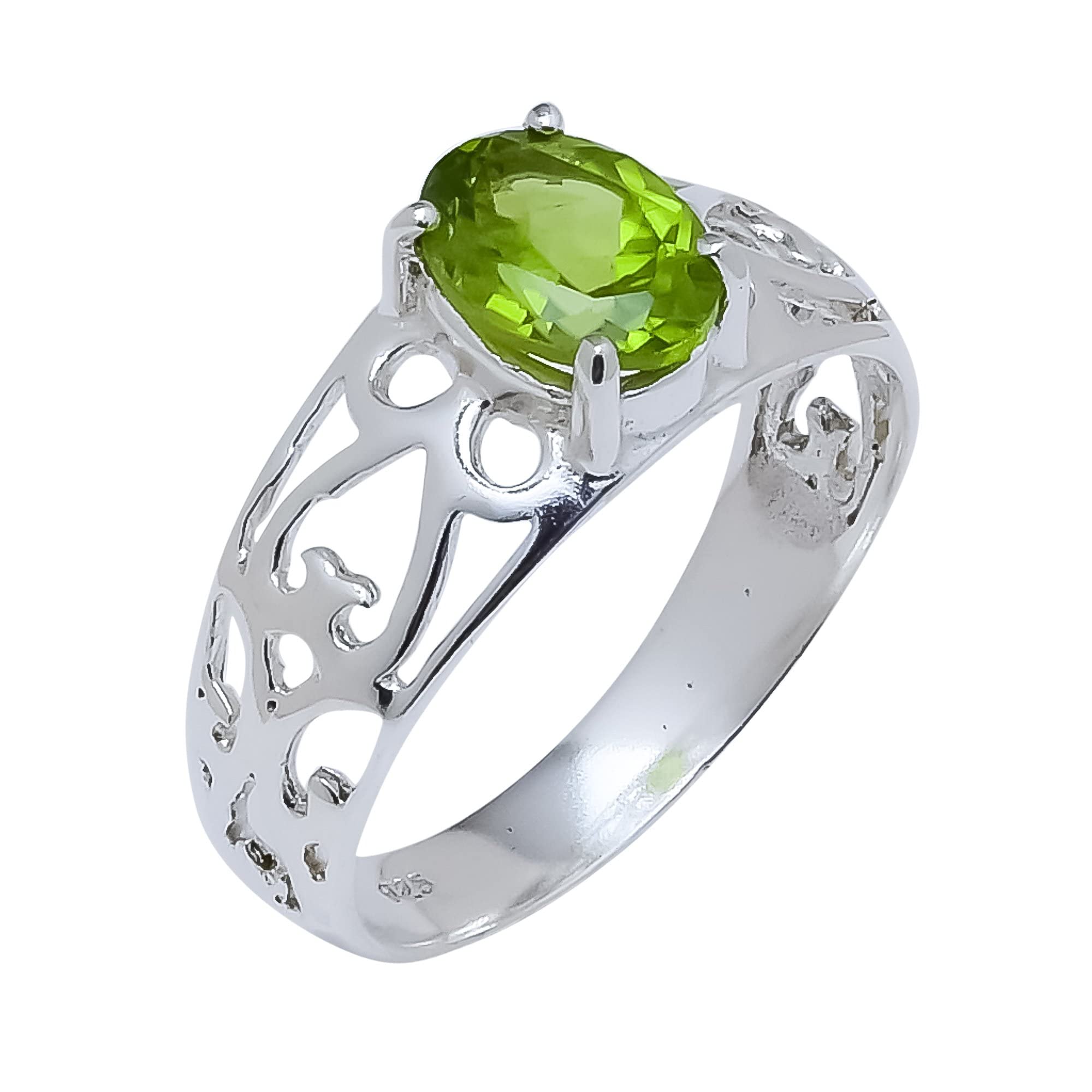 Solid Peridot Ring-Handmade Silver Ring-925 Sterling Silver Ring-Designer Ring-Oval Peridot Designer Ring-August Birthstone-Promise Ring (SR-30 (8)