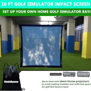 Obokidlyamor Golf Simulator Impact Screens+ Shake Netting Net One Frame- Sim Ball Simulator Impact Display Projection Screen with 10pcs Grommet Ropes (10" Size, Impact Screen+Shank Net)