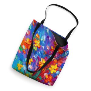 Bright and Colorful Flowers Abstract Illustration Tote Bag