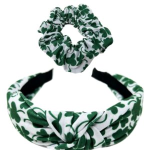 Shimmer Anna Shine St. Patricks Day Headbands and Scrunchie for Women and Girls (St Patricks Green Clover Shamrock)