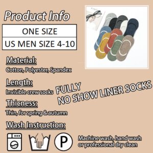 CHUNFO No Show Invisible Men Boys Cushioned Pure Color Low Cut Hidden Liner Socks Non Slip Grips 5 or 10 Pairs (5 Pairs-Pure Color 02-04 Black)