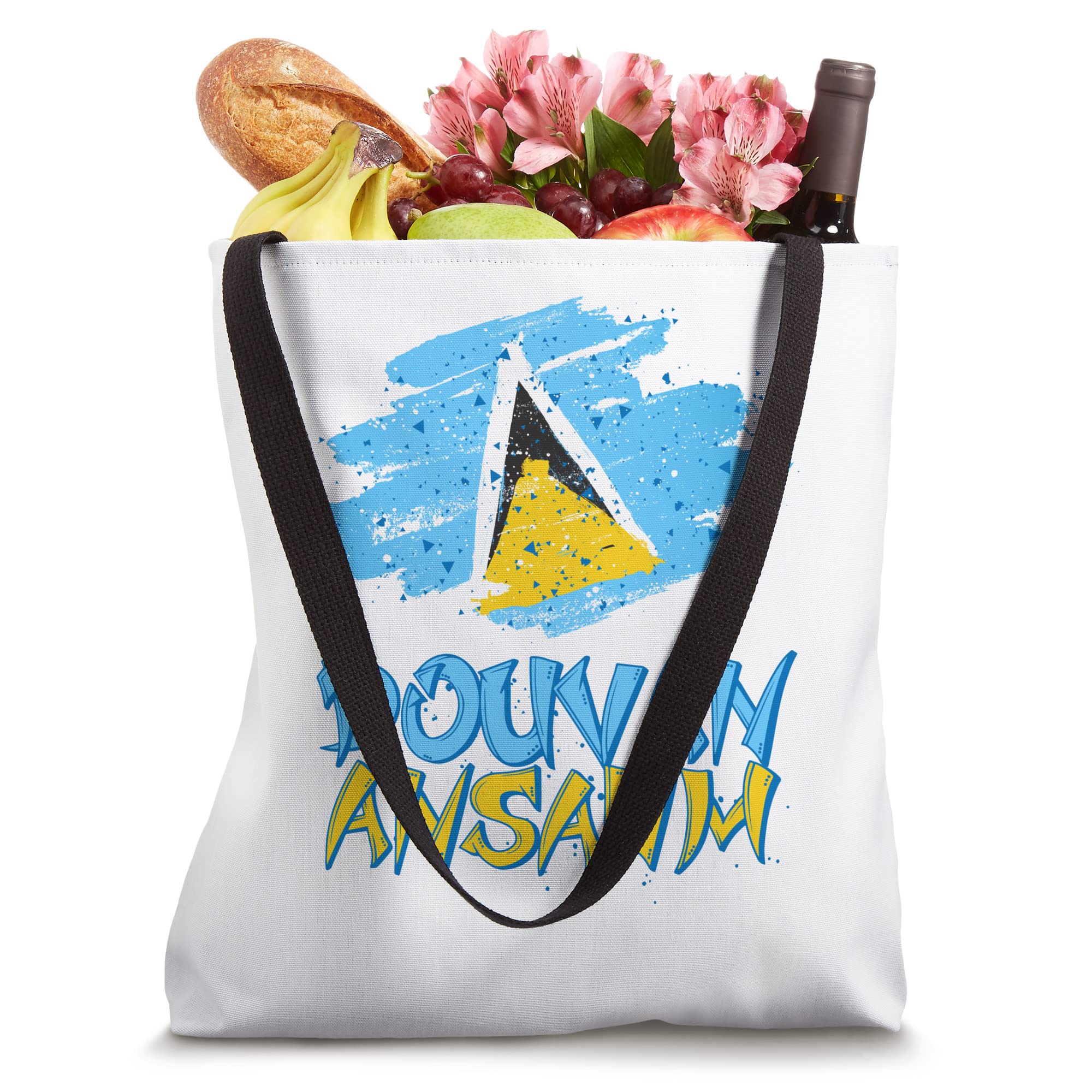 Saint Lucia Independence Douvan Ansanm St. Lucia Flag Design Tote Bag