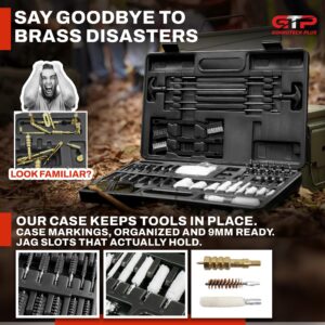 GuardTech Plus Upgraded Universal Gun Cleaning Kit - Handgun, Pistol and Rifle Cleaning Kit - 9mm Included. Has All The Gun Cleaning Tools Needed for Any Caliber. Gun & Firearm Cleaning Kit