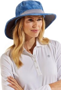 coolibar upf 50+ men's women's fore golf hat - sun protective (medium/large- blue digital camo)