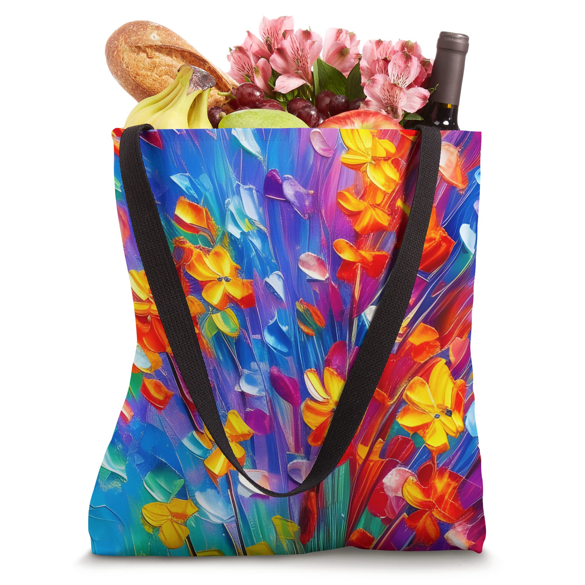 Bright and Colorful Flowers Abstract Illustration Tote Bag