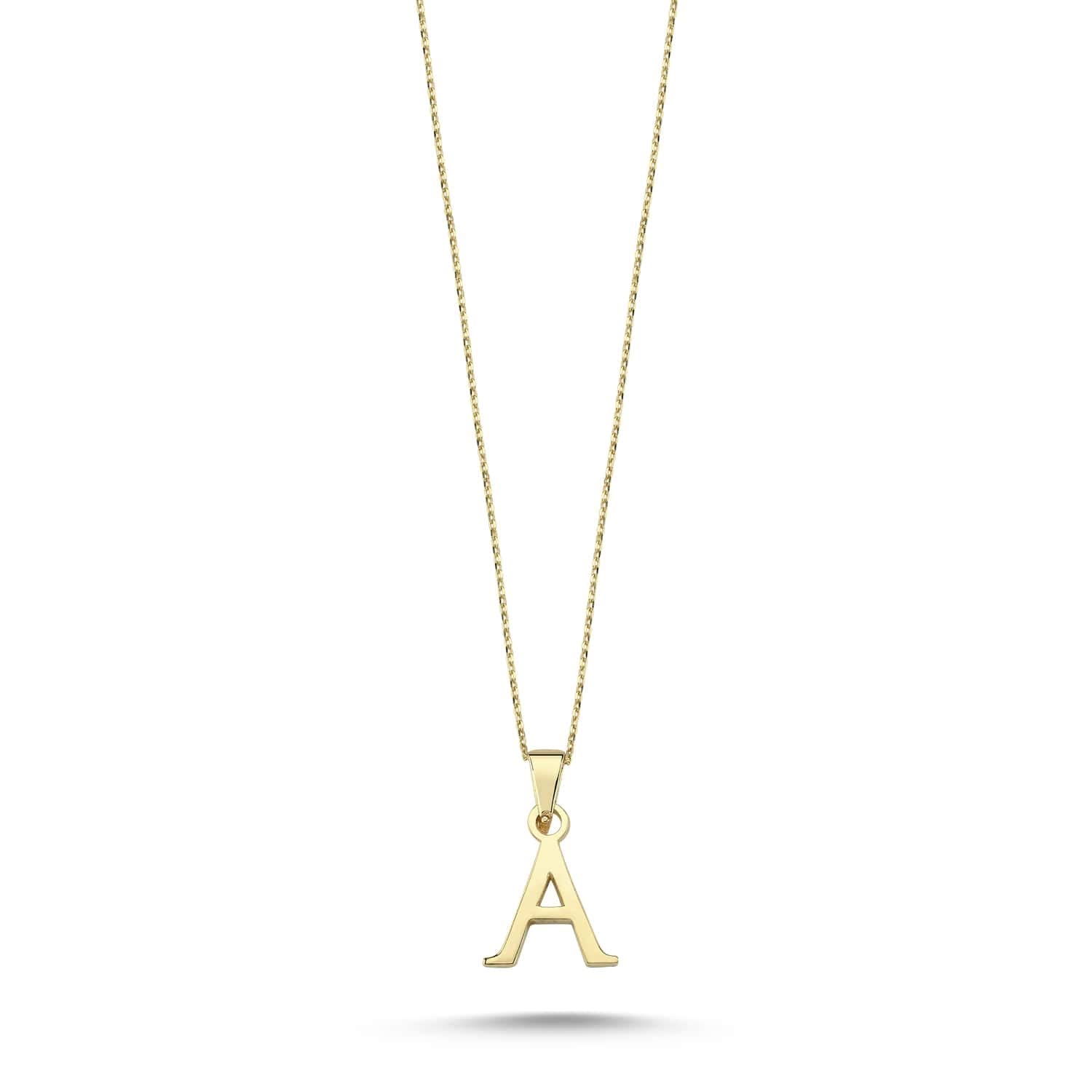 Wish Carat 100% 14k Real Gold Necklace for Women | Dainty Charm Alphabet Name Letter Initial Necklaces for Women | Custom Pendant Jewelry for Her | Birthday Gifts for Women | 18''