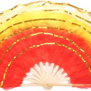 LELAMP 19 Styles Colorful Folding Flexible Dyed Silk Fan Folding Fan Hand Held Chinese Style Handmade Yangko Dance Performance Props