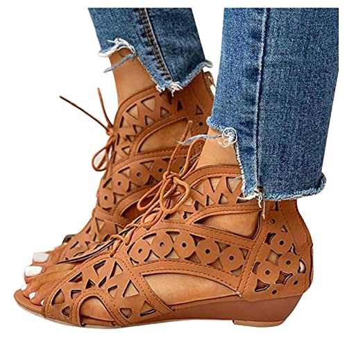 ZHOUXINGB Sandals for Women Dressy Summer, Women Wedge Sandals Slides Sandals Tie Up Sneakers Sparkly Shoes Platform Booties Heels Dressy Hiking Shoes Women Lightweight