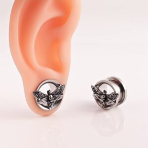 Atomhole 2PCS Moth Ear Plugs Tunnels Gauges Hypoallergenic 316 Stainless Steel Earrings Expander for Stretched Cool Piercing Body JewelryJewelry