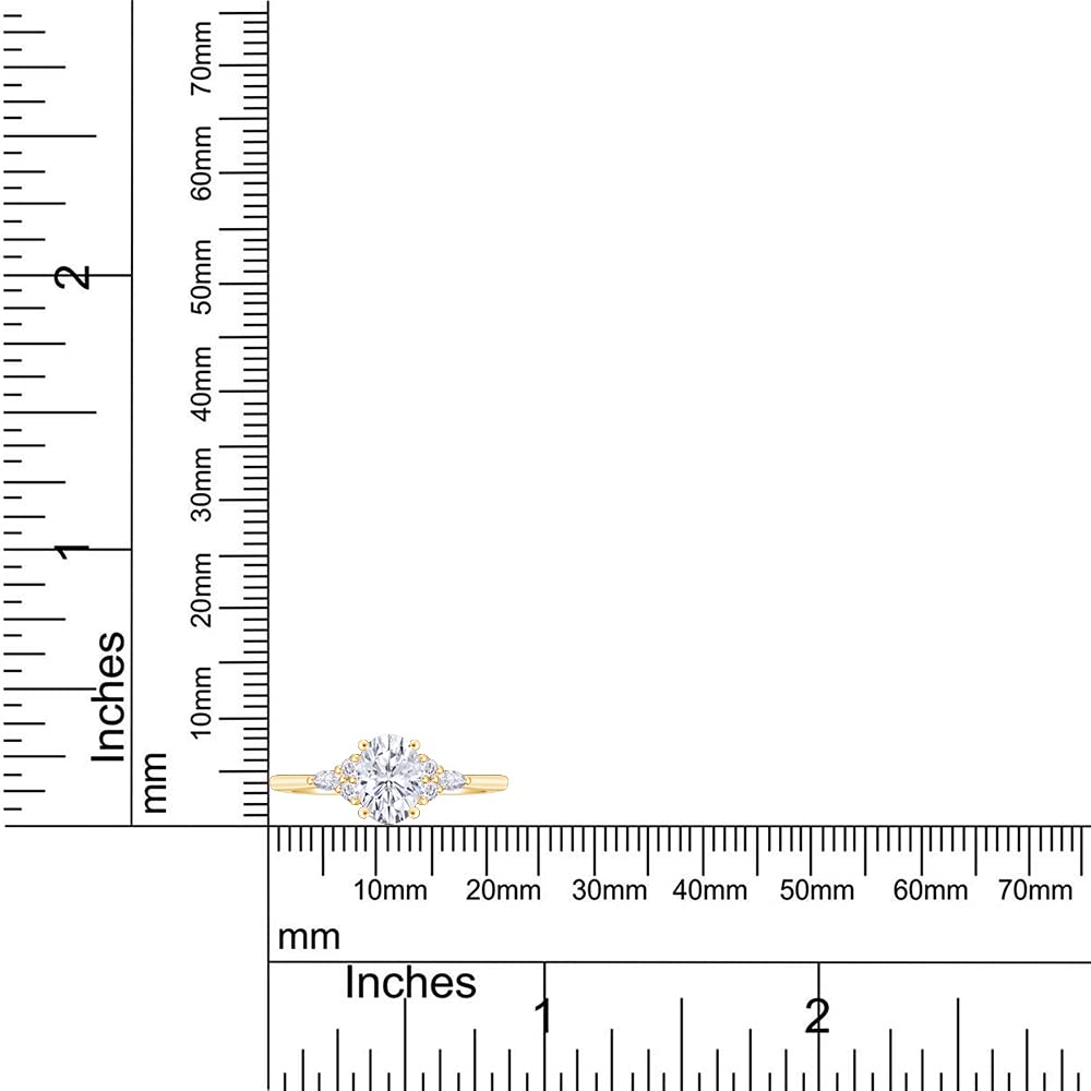 SAVEARTH DIAMONDS 9/10 CT Center 7X5MM Oval, Marquise & Round Cut Lab Created Moissanite Diamond Solitaire Engagement Ring In 14K Yellow Gold Over Sterling Silver(VVS1 Clarity, 0.90 Cttw)-8